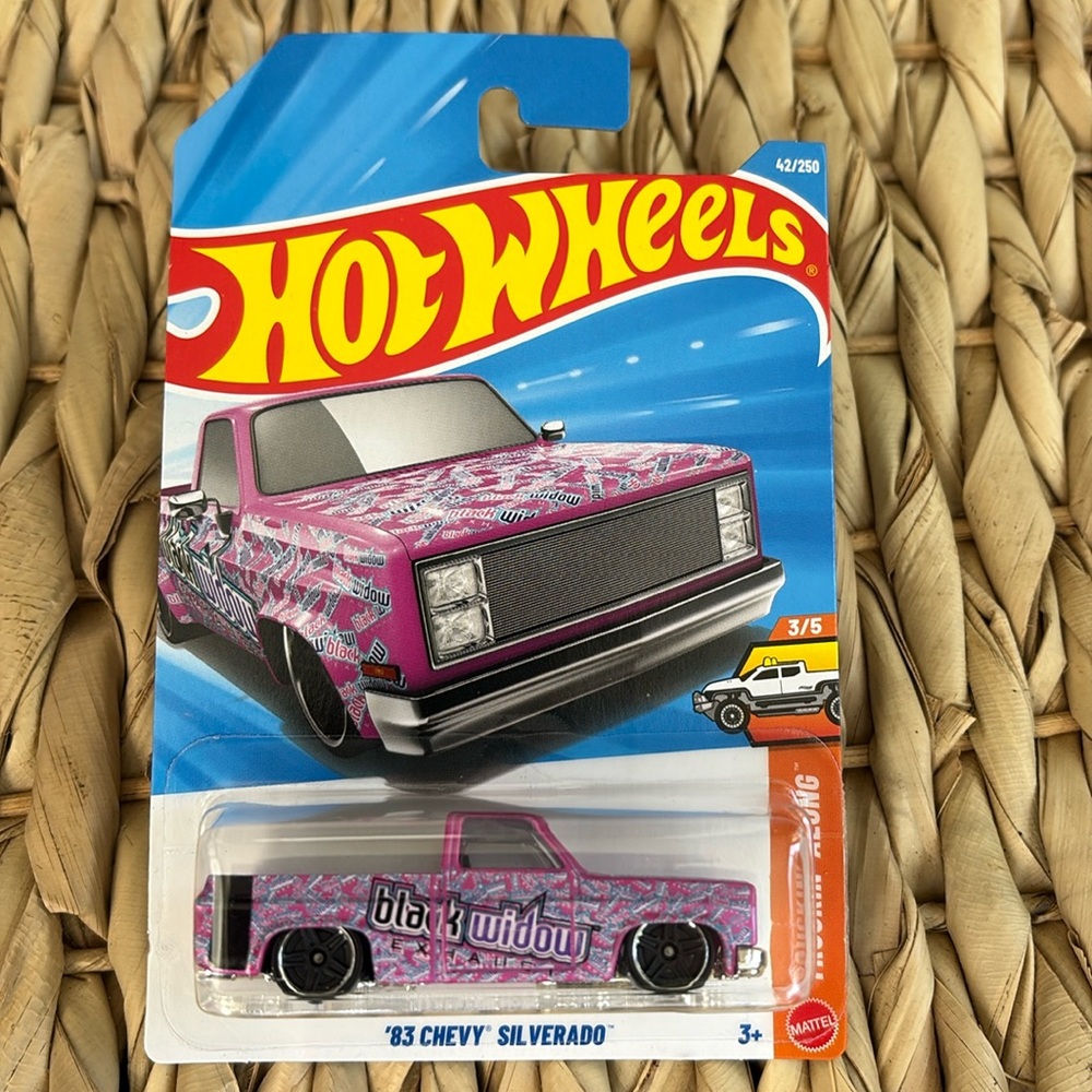 Pink 83 Chevy Silverado Truck Hot Wheels 1983 Black Widow PickUp Hotwheels 2026